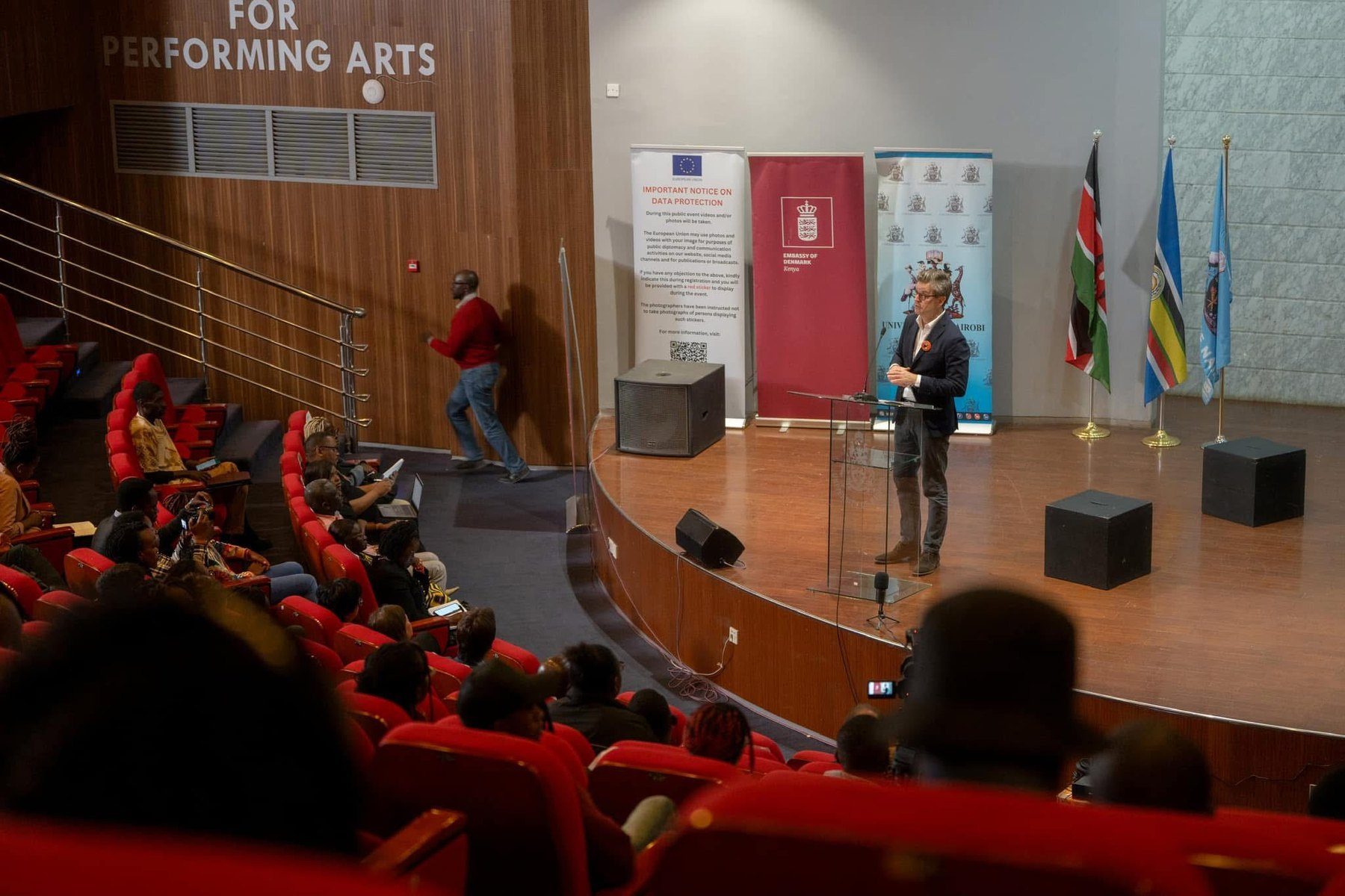 H.E. Stephan Schønemann addressing the audience at the University of Nairobi as part of the Silenced No More public programme.
