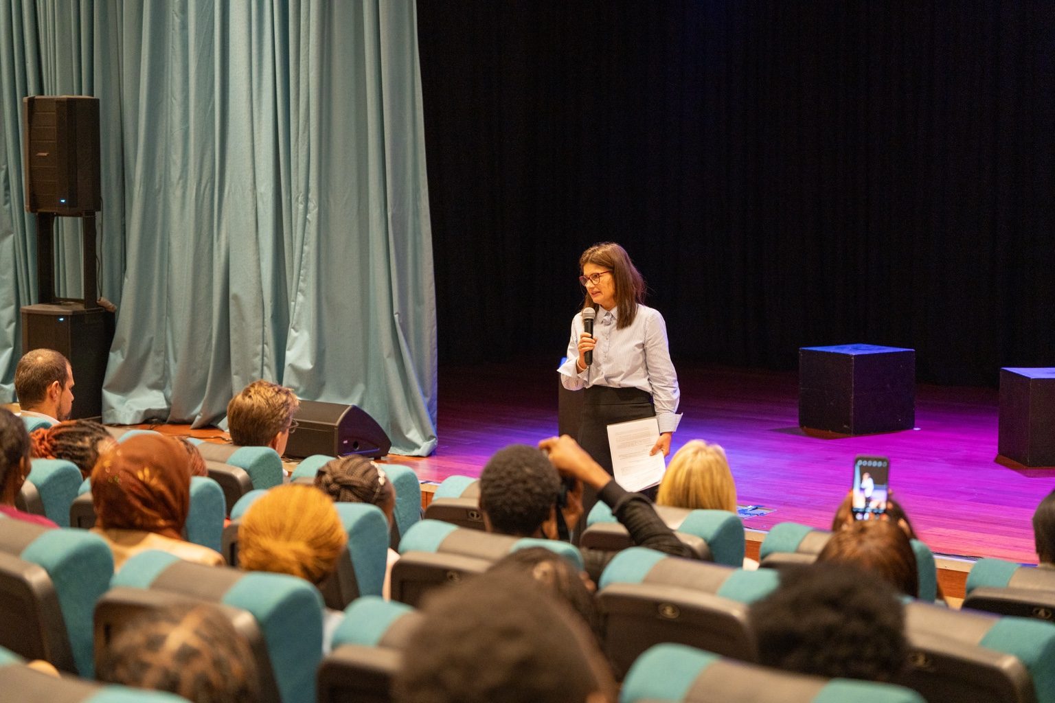 H.E. Henriette Geiger, European Union Ambassador to Kenya, opening Silenced No More and the Nairobi premiere of For Colored Girls.